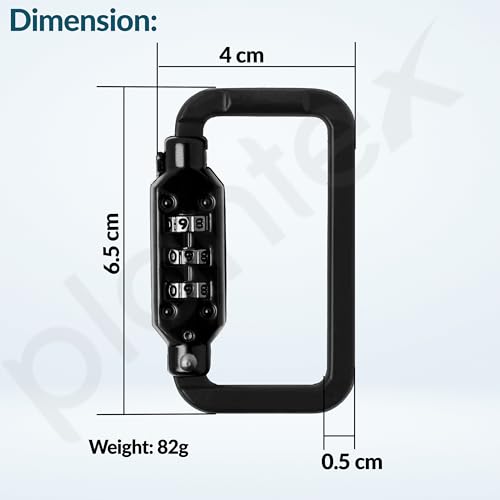 Image of Plantex 3-Digit Code Combination Brass Lock /Number Lock /Portable Luggage Travel Locks for Briefcase /Laptop Bags - Pack of 2 (Black)