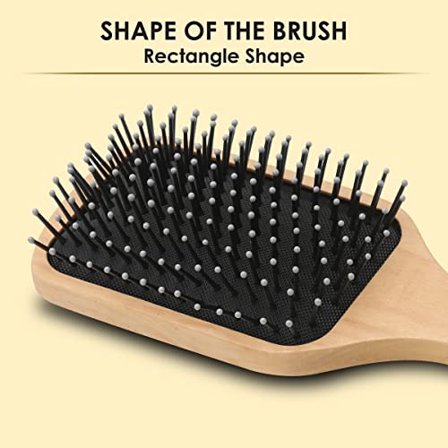 AGARO Wooden Paddle Hair Brush with Strong & flexible nylon bristles having Anti static ball tips,For Grooming, Straightening, Smoothing,... - Image 5