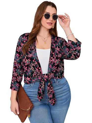 Image of AusLook Women's Plus Size Lightweight Open Front Cardigan 3 /4 Sleeve Cover Ups Shrugs Shawls and Wraps Kimono Jacket Coat