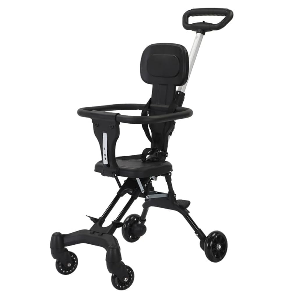 Foldable Baby Stroller/Pram for 0-3 Years, 4-Way Surround Protection, Lightweight Design, 12-Month Warranty, 5-Point Safety Harness, Multi-Level Recline, Reversible Handlebar, Black-image-46