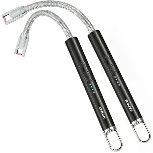 TOMOLO Electric Candle Lighter Long Neck USB Rechargeable Champagne/Black