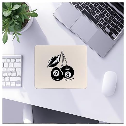 Preppy Black Lucky 8 Ball Cherry Mouse Pad, Trendy Funky Mouse Pads Mousepad for Home Office Dorm Laptop Computer Desk Accessories Supplies, 8.7x7.1 Inch