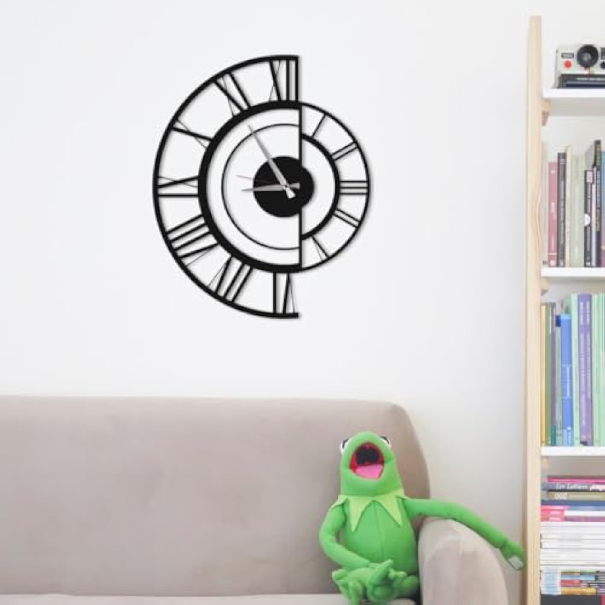 Half Circle Design Metal Wall Clock, Unique Home Decor