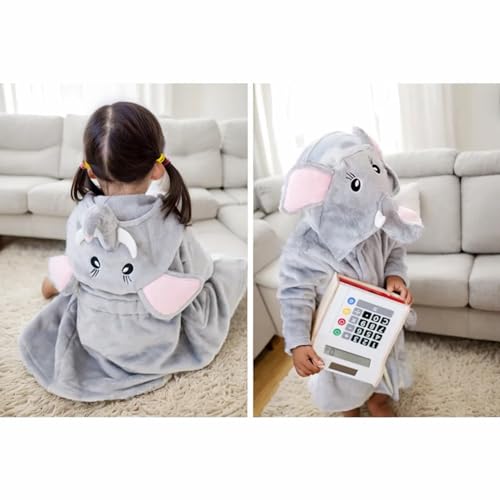 Baby Unisex Animal Face Hooded Towel And Plush Animal Face Robe Pretty Elephant Bathrobe Little Girl Jackets2