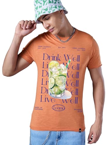 T-shirt pour homme en taille L couleur caramel fini les hauts inconfortables