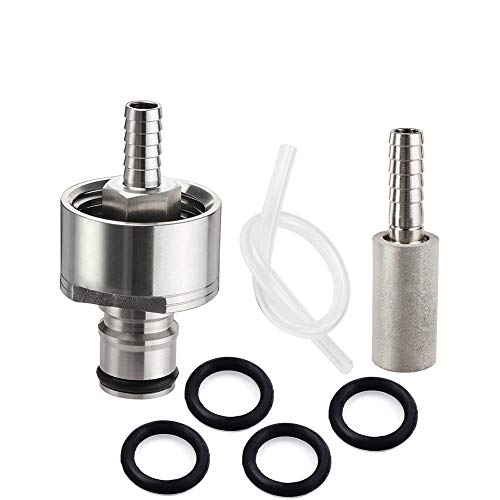 MRbrew Carbonation Cap 304 Stainless Steel with 2 Micron Diffusion Stone and 12'' Silicone Tube(Cap with Stone)