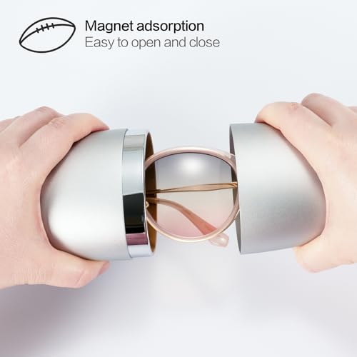 Image of Vemiss Hard Shell Sunglasses Case, Innovative Aluminum Large Glasses Case for Women Men (Silver)