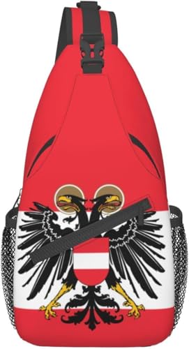 Mochila tipo bandolera con bandera austriaca negra unisex