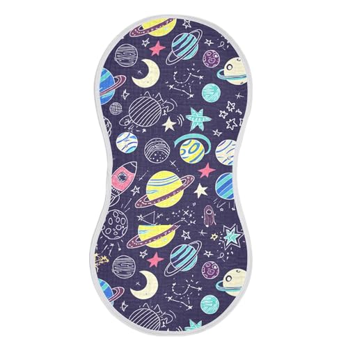 xigua Colorful Planets Muslin Baby Burp Cloths Set of 1, Super Soft & Absorbent Burping Rags, Cotton Burp Clothes Shower Gift for Newborn, Baby Girls and Boys