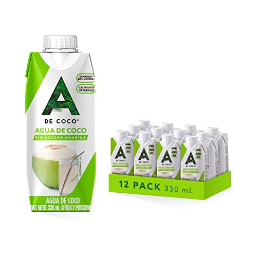 La Mejor Lista de Cocas Top 5. 44 A de Coco - Agua de Coco 330 ML 100% Natural, Paquete de 12