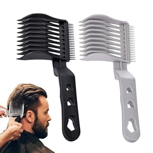 2Pcs Fade Comb for Men Hair Cut Barber Hair Fade Tool Blending Combs for Fades Suit for Home Salon Compatible with All Clippers Barber Accessories(Black Grey)