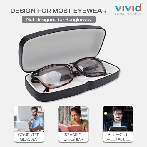 Image of VIVID Vision Unisex Adult Eyewear Specs Case Cover | Screw Driver | Free Cloth | Protect Eye Glasses | Chashma Dibbi | Spectacle Box | HINGE-SPRING | Metal | 3 IN 1