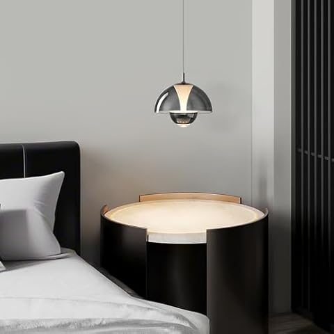 ziidoo Modern Pendant Light - 9.8inch Nordic Large Silver Chrome Large Dimmable Bedside Globe Adjustable Hanging Light Fixtures for Kitchen Island, Living Room,Dining Room, Bedroom,Hallway Cover