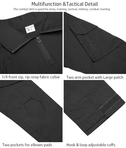 ReFire Gear Men's Military Tactical Army Combat Long/Short Sleeve Shirt Slim Fit Camo T-Shirt with 1/4 Zipper