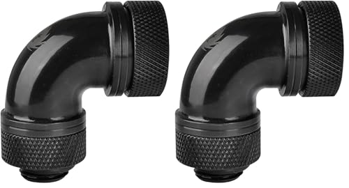 Image of Thermaltake Pacific DIY LCS Black G1 /4 PETG 16mm (5 /8 inch) OD Tube 90 Degree Compression Fitting Cooling CL-W097-CA00BL-A (Pack of 2)