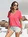EyMuse Women Tops Short Sleeve V Neck Tees Fashion T Shirts Loose Fit Comfy Soft Casual Summer Blouses 2025,Watermelon Red,M
