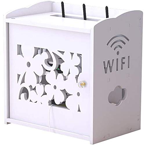 Weiß Draht Aufbewahrungsbox Elektrische Kabel Organizer Holz Kunststoff Office Organizer WiFi Router TV Box Set-Top Box Streaming Media