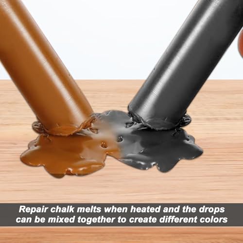 9 Stück Laminat Reparaturset, Parkett reparaturset mit Blauer Schaber Holzkorrekturstift Holzkitt Reparaturset Holz Reparaturstift Set Beheizbar Holz Reparaturstift für Holztüren, Tische, Schränke