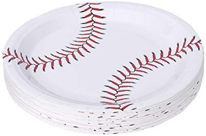 Hammont Baseball Themed Paper Plates (50 Pack) 9" Round Disposable Plates – Birthday Party Supplies, Perfect for Family Gatherings, Sports Events, & Picnics