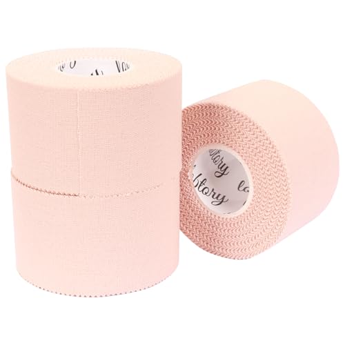 Lobtery Beige Athletic Tape 1.5" x 10yds (3 Pack) No Residue