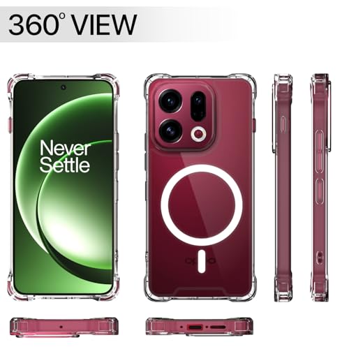 Image of Amazon Basics Back Cover for Oppo Find X9 5G Mag-Safe Shockproof PC + TPU Protective Case Magnetic Support Bumper Case (Transparent Mag-Safe)