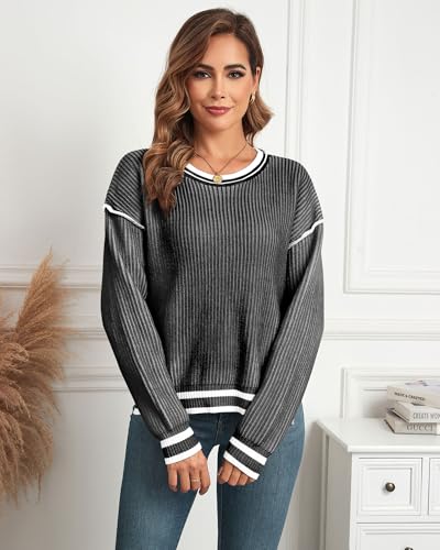 Image of ZAFUL Womens Oversized Sweaters 2025 Cable Knit Chunky Sweater Long Sleeve Crewneck Pullover Loose Outfits
