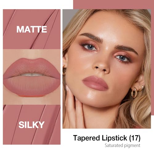 Image of Kaely Nude Pink Gradient Matte Lipstick Lip Liner Pencil for Women, 2in1 Flawless Contour Gradual Ombre Effect Lip Pencil Makeup Waterproof, labiales mate 24 horas originales, 17