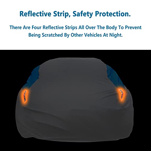 MORNYRAY Waterproof Car Cover All Weather Snowproof UV Protection Windproof Outdoor Full car Cover, Universal Fit for Sedan (Silvery, A5-Fit Sedan Length(194-206 inch)) by MORNYRAY - Image 4