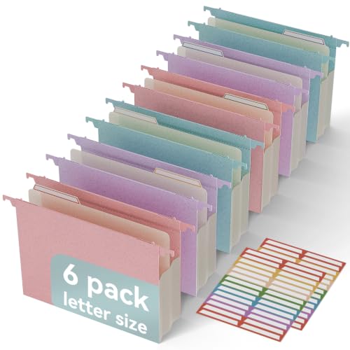 6 Packs Wheat Straw Expanding Hanging File Folders