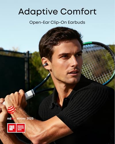 Image of Soundcore AeroClip by Anker, Open-Ear Earbuds, Clip-On Headphones, Adaptive Comfort, Clear Calls with 4 Mics and AI, Stable Fit, 12mm Drivers for Powerful Bass, Open-Ring Design