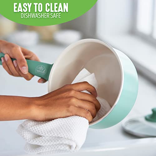 Greenlife Soft Grip Healthy Ceramic Nonstick, 1Qt And 2Qt Saucepan Pot Set With Lids, Pfas-Free, Dishwasher Safe, Turquoise #TOP5
