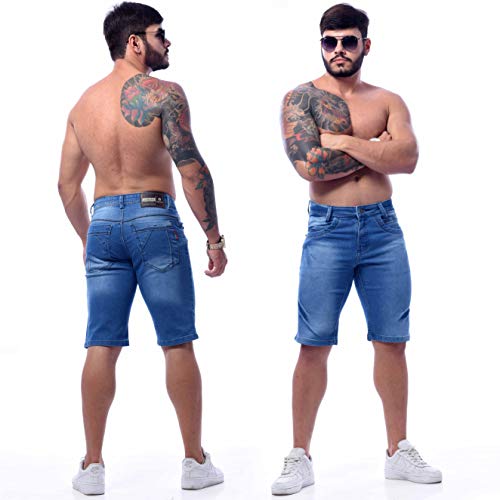 Bermudas Jeans Slim Com Lycra Azul Claro Originais - Zaretã (46)