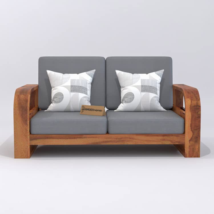 Image of Wooden 7 Seater Sofa Set for Living Room | Seven Seater Sofa for Office & Lounge | 3+2+2 Seater Sofa Sets for Home | Sheesham Wood (3+2+2 Seater,Honey Finish)