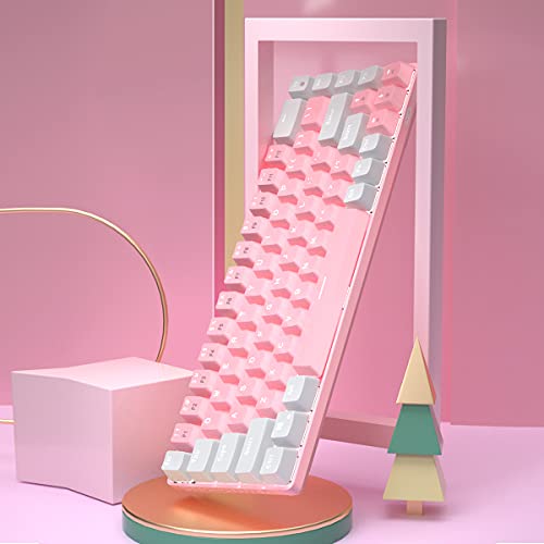 Magegee Portable 60% Mechanical Gaming Keyboard, Mk-Box Led Backlit Compact 68 Keys Mini Wired Office Keyboard With Blue Switch For Windows Laptop Pc Mac - Pink/White #TOP5