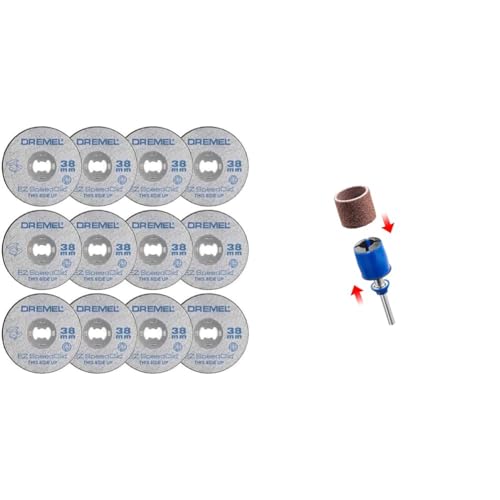 Dremel SC456B Lot de 12 Disques EZ SpeedClic à Tronçonner/Découper les Métaux 38mm & S407 Adaptateur de ponçage EZ SpeedClic Diamètre 13mm fourni avec 2...