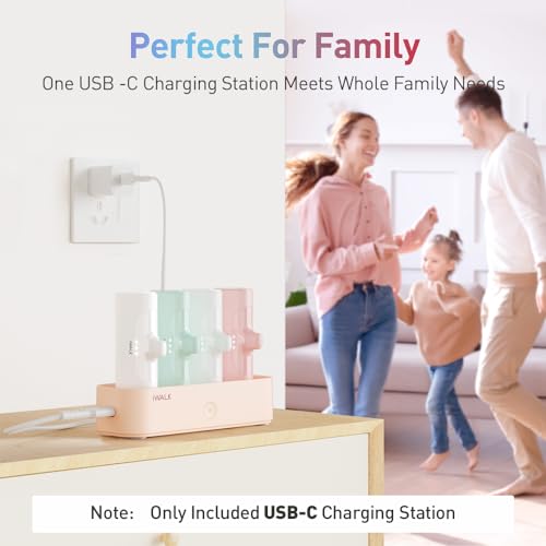 iWALK LinkPod Station LinkPod Portable Charger 4500mAh, 4800mAh,5000mAh Power Bank for iPhone Charging Station Multiple USB-C Family-Sized Charger Station for Home(Station Only), Pink - Image 3