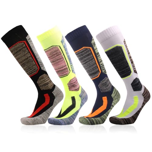 Eforcase 4 Pairs Ski Socks for Men Women Winter Thick Warm Boot Socks Long Socks Knee High Warm Skating Snowboarding Socks
