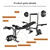 5 in 1 Weight Bench for Arm Leg Back Abs Pectoral Muscle, Backrest Angle Adjustable, Bench Press Set with Barbell Rack Max Weight Bearing 600Lbs