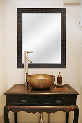 Image of MCS 28x34 Stamped Medallion Wall Mirror, Bronze Vertical & Horizontal Wall Hanging Mirror for Bathroom, Bedroom & Livingroom