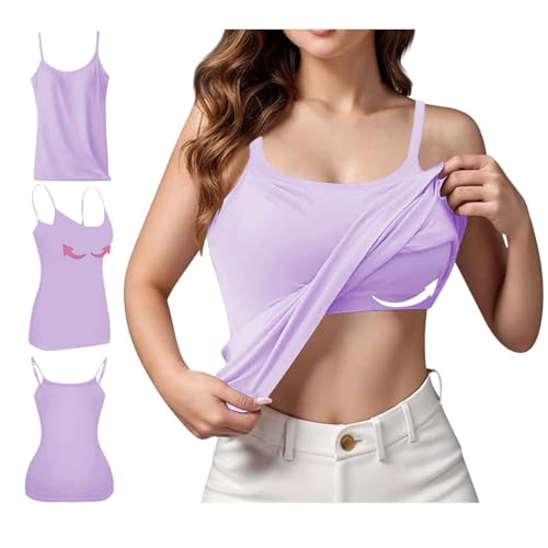 Nantdog Tank Tops with Built in Bras for Women Sports Cute Cami Workout Plus Size Camisoles Spaghetti Strap Under Clothes