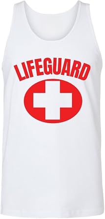 Lifeguard White Cross Printed Unisex Tank Top - Water Safety Rescue Watch Tank Tee