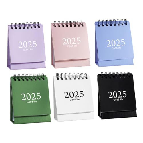 FRCOLOR 6個年ミニ卓上カレンダー冊 小型スタンディングデスクカレンダー シンプルデザイン 展開 オフィスや家用の整理整頓と装飾に