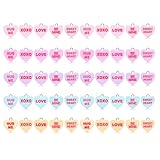 VOGUEKNOCK 50pcs Valentine's Day Heart Charms for Jewelry Making XOXO LOVE BEMINE HUG ME Message Candy Heart Pendant Charms for Bracelets Earrings Necklaces Jewelry Making Supply