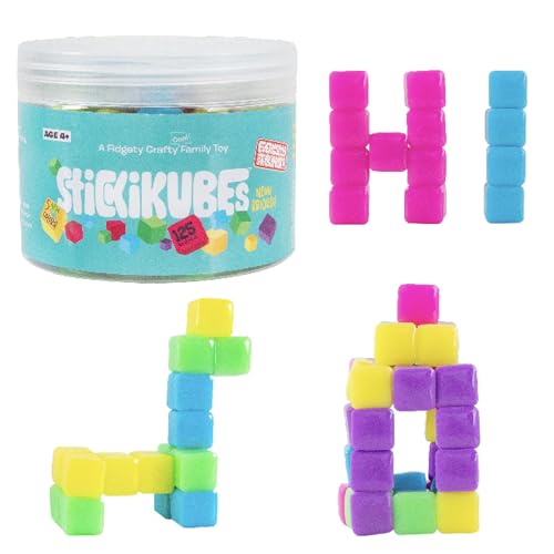 StickiKubes 125-Pack Neon Sticky Mini Stacking Cubes STEM Building Blocks