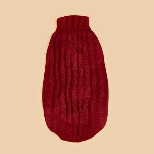 Image of Dog Sweater Soft Warm Turtleneck Knitted Clothes for Small Medium Large Pet | Comfy Wool Knit, Turtleneck & Classic Design, Easy on /off, Warm Winter Girls Boys Dogs Christmas Sweaters, Rust Red, XXS