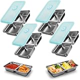 Picture of Stainless Steel Reusable Snack Containers with Lids, Grab and Go Double Compartments Snackle Box Containers, Small Sauce Condiment Containers for Travel,School,Camping, Dishwasher Safe, 4 Pack, 15.2oz