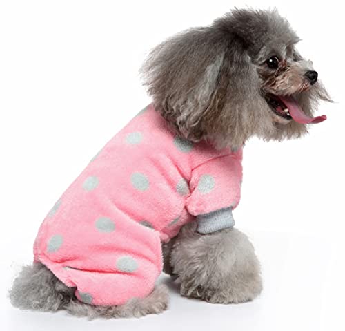 XIAOYU Cute Dot Pattern Dog Pajamas Costumes Pet Clothes Cat Apparel Shirt Winter Holiday Cute Pjs Outfits for Small Pets Pink, XL - Image 4