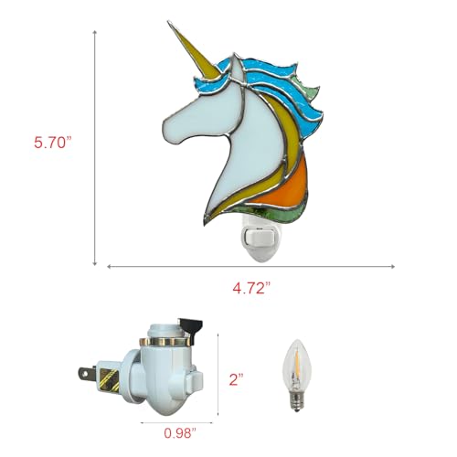 Image of CHEZBABY Stained Glass Night Light Plug into Wall Accent Nightlight Lamp Decorative for Hallway Bedroom Kitchen Home Decor(Colorful Horse)