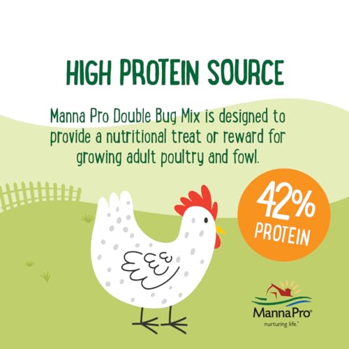 Manna Pro Farmhouse Favorites – Double Bug Mix – Poultry Treat – Made with Mealworms & Black Soldier Fly Larvae – 2lb Bag