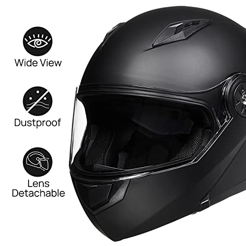 Ilm Flip Up Full Face Modular Motorcycle Helmet For Adults Men Women Cascos Para Motos Street Bike Motocross Helmet Dot 115(Matte Black,Medium) #TOP3